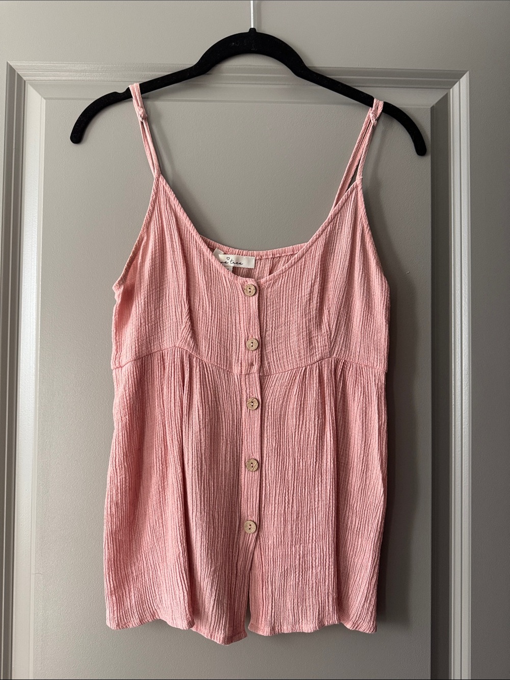 Love Tree Pink Button-Front Textured Cami